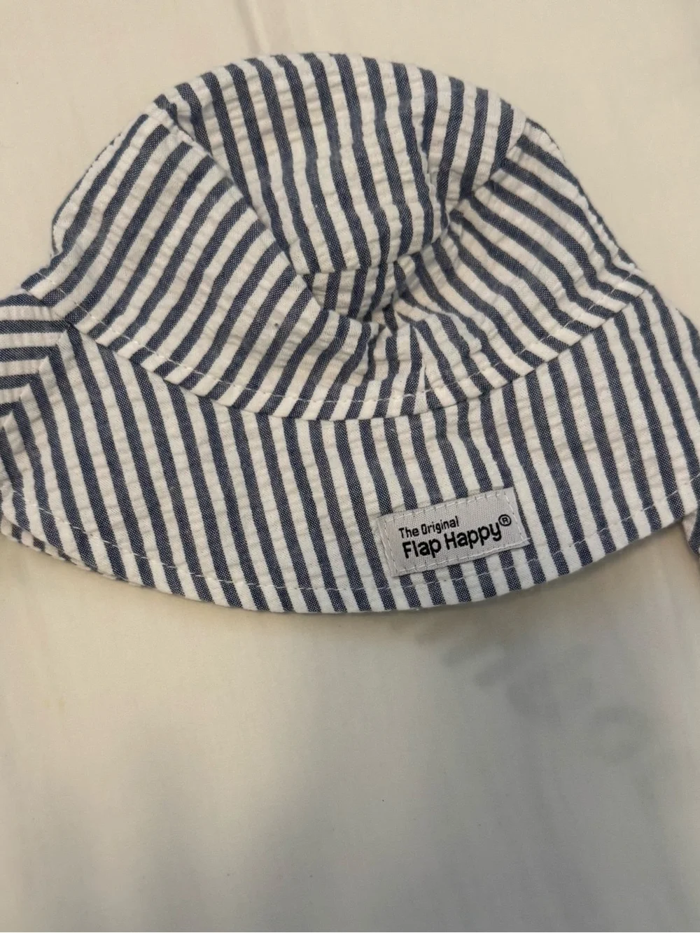 Flap Happy Blue and White Striped Bucket Hat for Kids